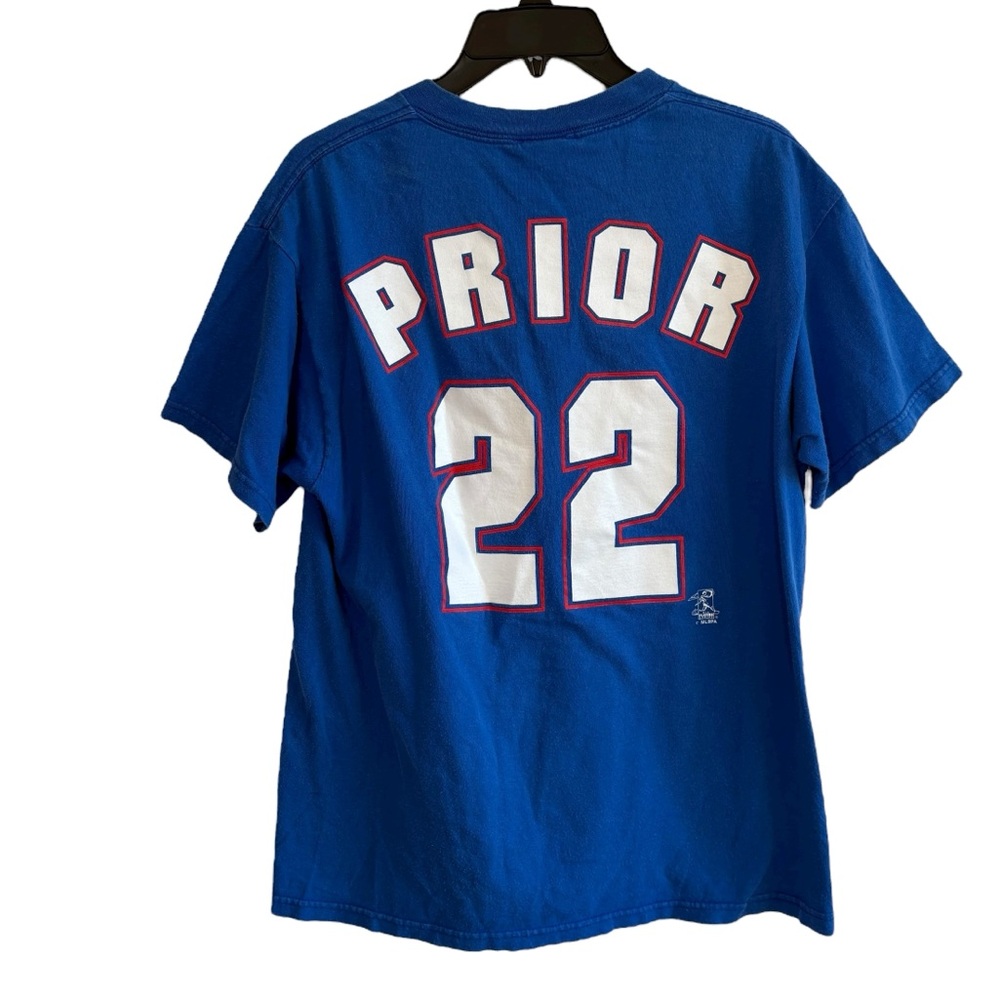 Vintage Y2K 2003 Cubs 22 Prior Size Medium Blue Red Graphic Tee Shirt Sporty - Picture 2 of 6